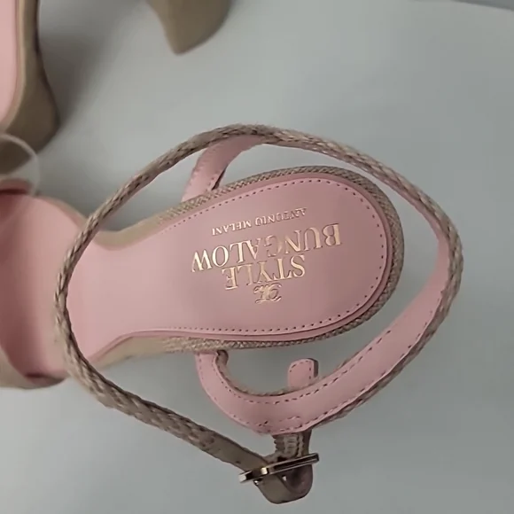 ANTONIO MELANI Beige and Pink Espadrille Platform Sandals - Picture 8 of 9